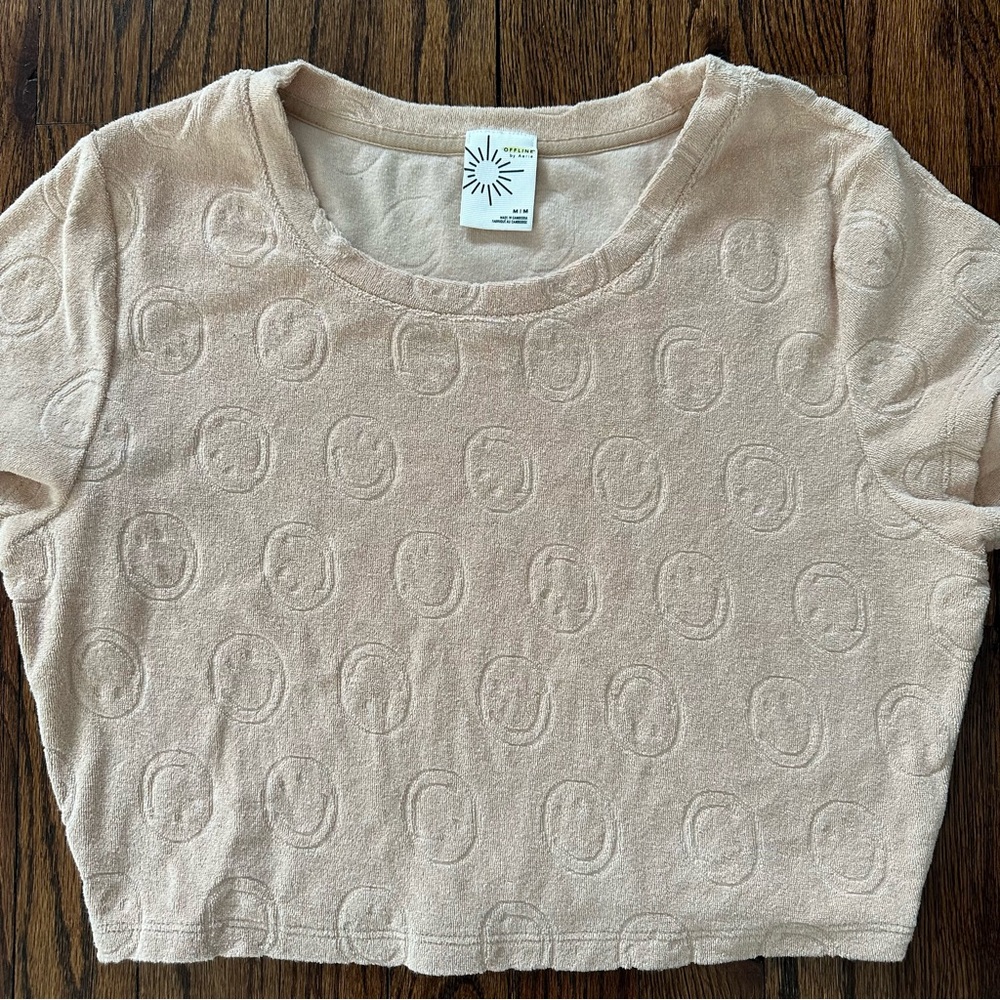 Aerie Offline Terrycloth Tan Crop Top Medium